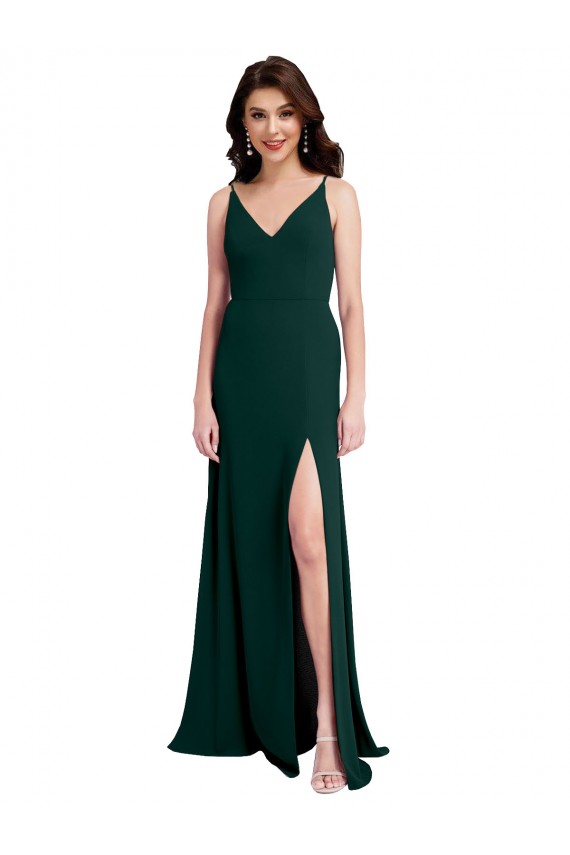 Trapèze Col V Crêpe Stretch Longue Formelles Robes demoiselle d'honneur / Robes de soirée / Robes de bal Pas Cher