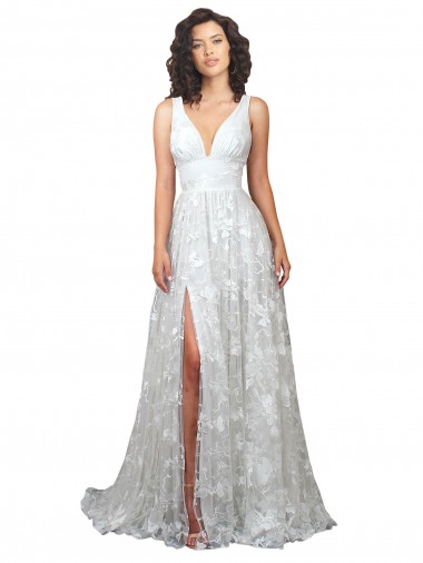 Trapèze Col V Dentelle Robes de mariée Pas Cher