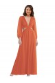 Trapèze Col V Mousseline Longue Asymétrique Robes demoiselle d'honneur Pas Cher