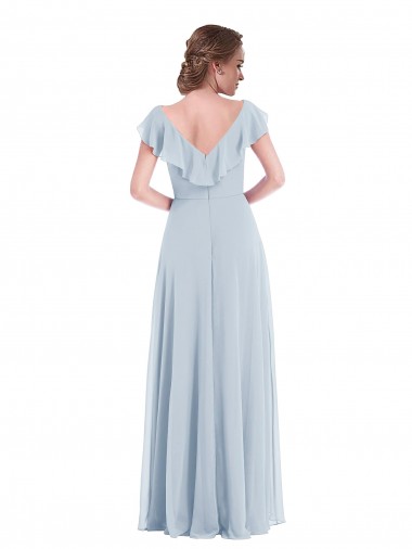 Trapèze Col V Mousseline Longue Robes demoiselle d'honneur
