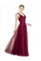 Trapèze Col V Tulle Longue Robes demoiselle d'honneur Pas Cher