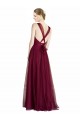 Trapèze Col V Tulle Longue Robes demoiselle d'honneur Pas Cher