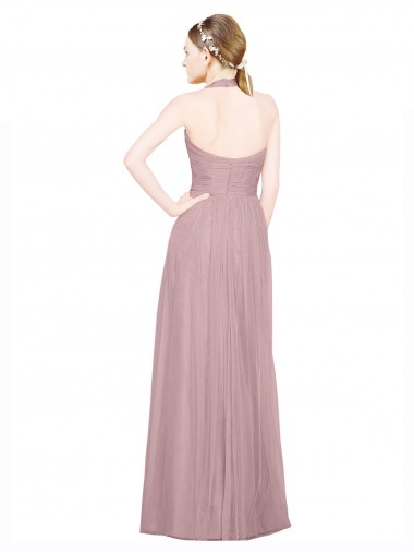 Trapèze Licou Col V Tulle Longue Robes demoiselle d'honneur