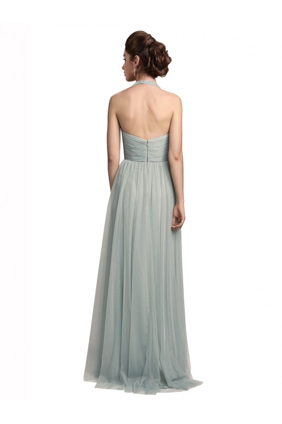 Trapèze Licou Tulle Longue Robes demoiselle d'honneur Pas Cher