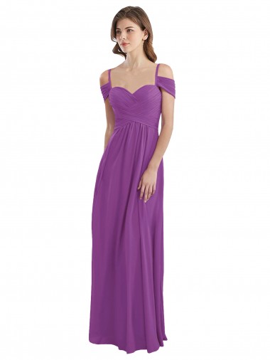 Trapèze Mousseline Longue Robes demoiselle d'honneur Pas Cher