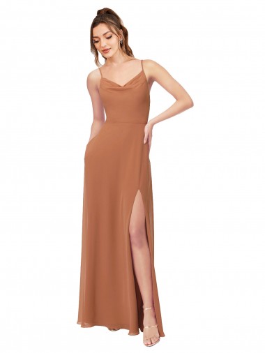 Trapèze Mousseline Longue Robes demoiselle d'honneur Pas Cher