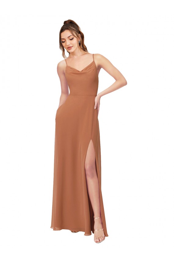 Trapèze Mousseline Longue Robes demoiselle d'honneur Pas Cher