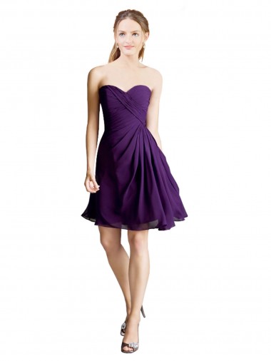 Trapèze Sans bretelle Mousseline Courte Robes demoiselle d'honneur / Robes de cocktail Pas Cher