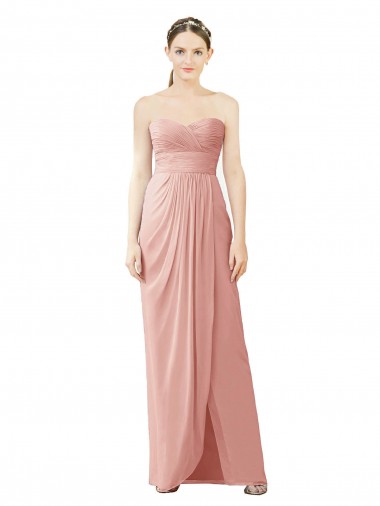Trapèze Sans bretelle Mousseline Longue Asymétrique Robes demoiselle d'honneur Pas Cher