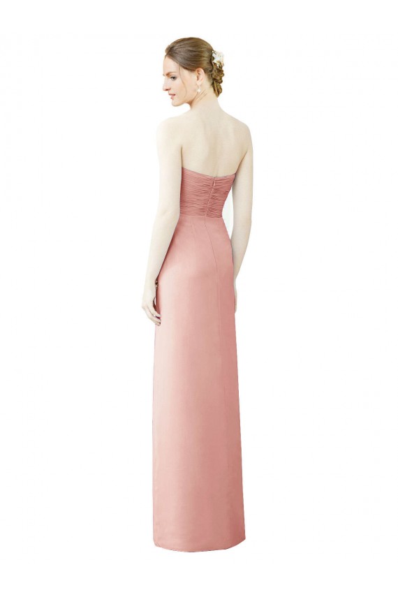 Trapèze Sans bretelle Mousseline Longue Asymétrique Robes demoiselle d'honneur Pas Cher