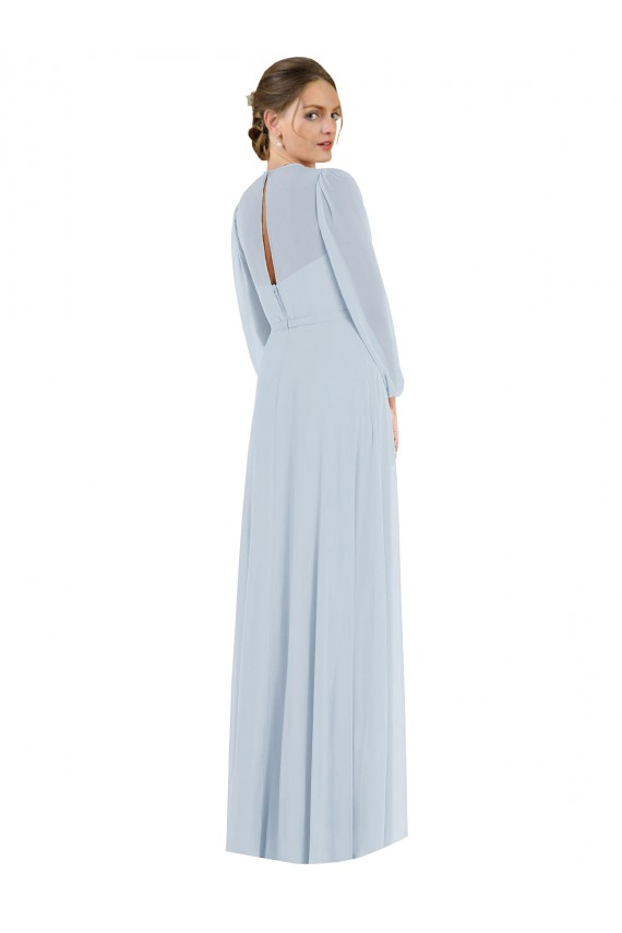 Trapèze Sans bretelle Mousseline Longue Formelles Robes demoiselle d'honneur / Robes de soirée Pas Cher