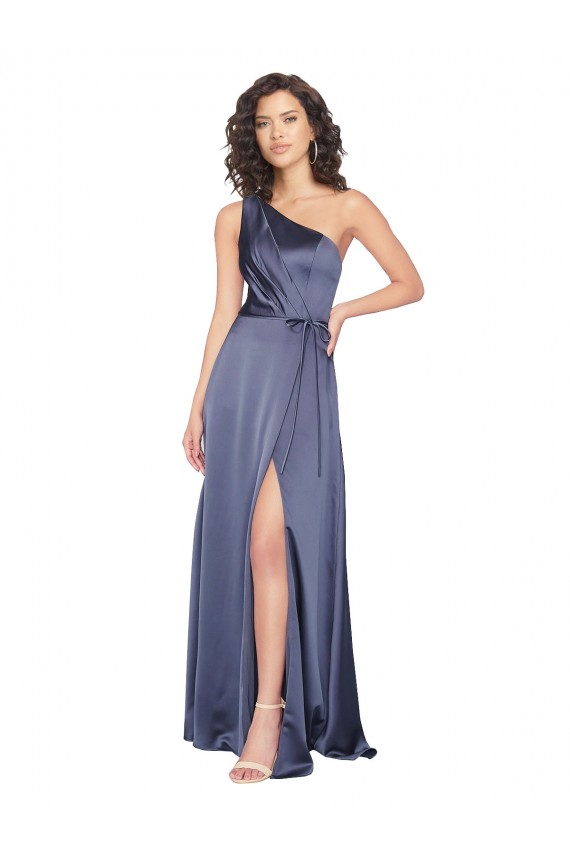 Trapèze Satiné Soyeux Longue Formelles Robes demoiselle d'honneur / Robes de soirée / Robes de bal Pas Cher