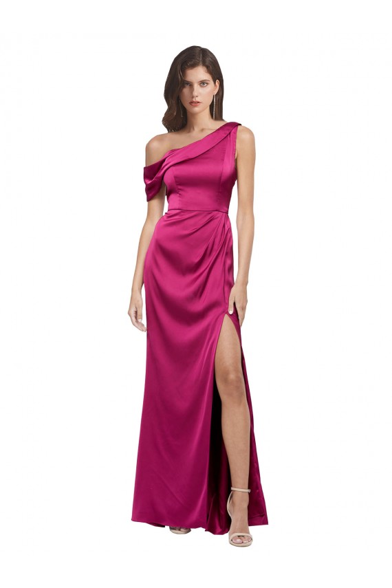 Trapèze Satiné Stretch Longue Formelles Robes demoiselle d'honneur / Robes de soirée / Robes de bal Pas Cher