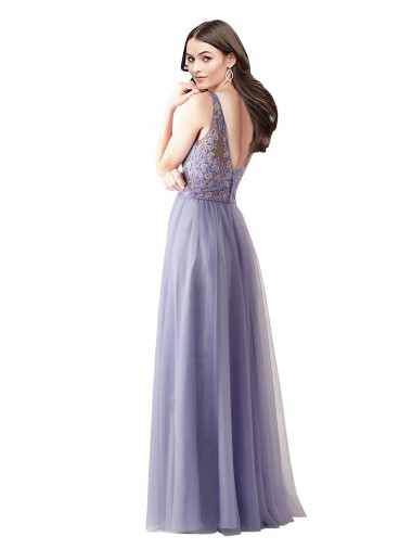 Trapèze Tulle Dentelle Longue Robes demoiselle d'honneur