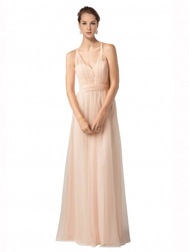 Trapèze Tulle Longue Robes demoiselle d'honneur Pas Cher