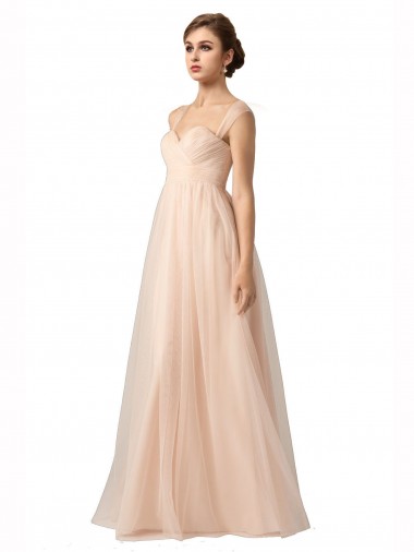 Trapèze Tulle Longue Robes demoiselle d'honneur Pas Cher