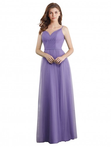 Trapèze Tulle Longue Robes demoiselle d'honneur Pas Cher