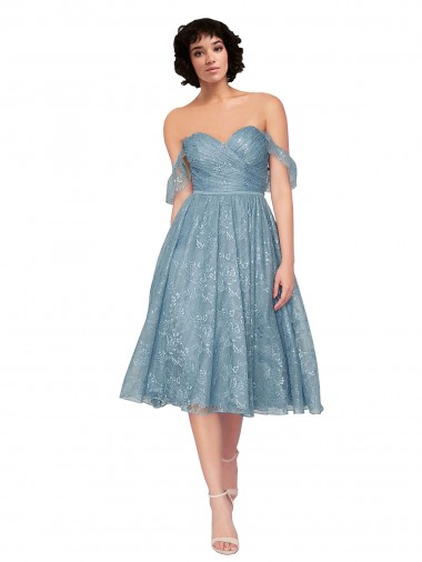 Trapèze Épaule Dénudée Dentelle Courte Robes demoiselle d'honneur / Robes de cocktail Pas Cher