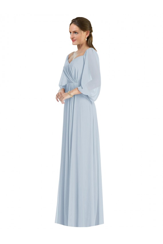 Trapèze Épaule Dénudée Mousseline Longue Formelles Robes demoiselle d'honneur / Robes de soirée Pas Cher