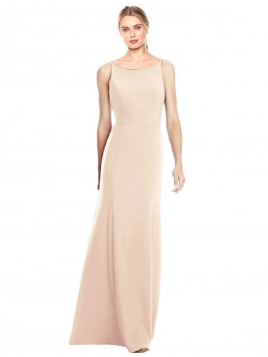 Trompette Bateau Crêpe Stretch Longue Robes demoiselle d'honneur / Robes de bal Pas Cher