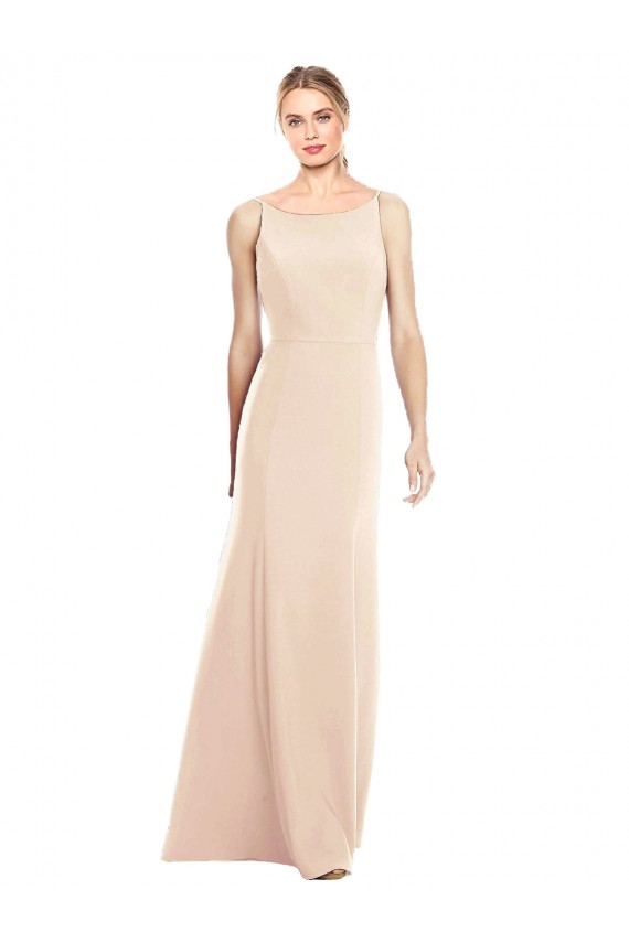 Trompette Bateau Crêpe Stretch Longue Robes demoiselle d'honneur / Robes de bal Pas Cher