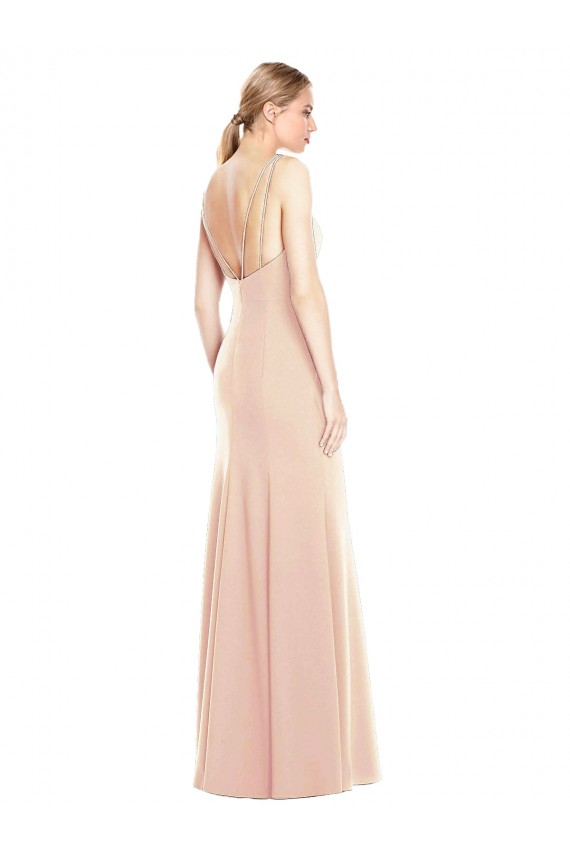 Trompette Bateau Crêpe Stretch Longue Robes demoiselle d'honneur / Robes de bal Pas Cher