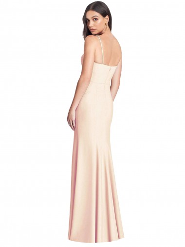 Trompette Bretelles spaghetti Crêpe Stretch Longue Robes demoiselle d'honneur / Robes de bal