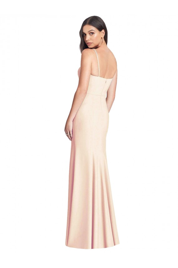 Trompette Bretelles spaghetti Crêpe Stretch Longue Robes demoiselle d'honneur / Robes de bal Pas Cher