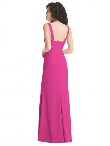 Trompette Col Carré Crêpe Stretch Longue Robes demoiselle d'honneur / Robes de bal