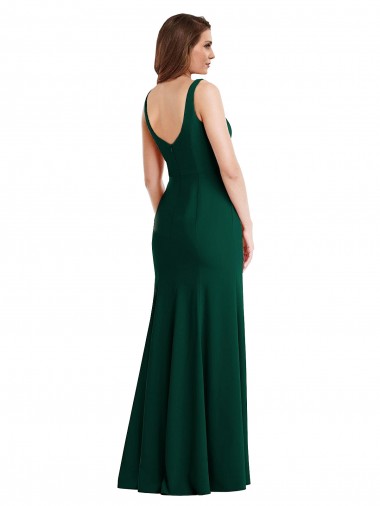 Trompette Col Carré Crêpe Stretch Longue Robes demoiselle d'honneur / Robes de bal