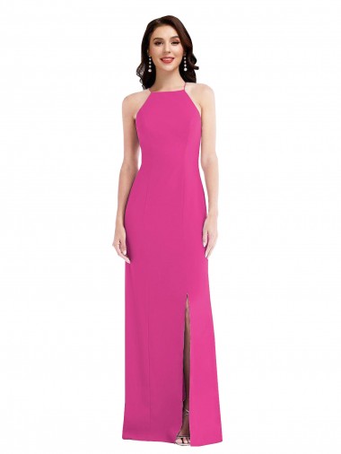 Trompette Licou Col Haut Crêpe Stretch Longue Formelles Robes demoiselle d'honneur / Robes de soirée / Robes de bal Pas Cher
