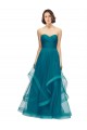Turquoise Trapèze Sans bretelle Tulle Longue Robes demoiselle d'honneur Pas Cher