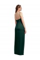 Vert Chasseur Colonne Bretelles spaghetti Col Carré Satiné Stretch Longue Formelles Robes demoiselle d'honneur / Robes de soirée / Robes de bal Pas Cher