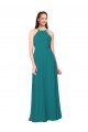 Vert Chasseur Fourreau Col Haut Mousseline Longue Robes demoiselle d'honneur Pas Cher