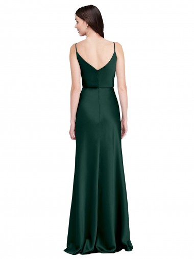 Vert Chasseur Fourreau Satiné Stretch Longue Formelles Robes demoiselle d'honneur / Robes de soirée / Robes de bal