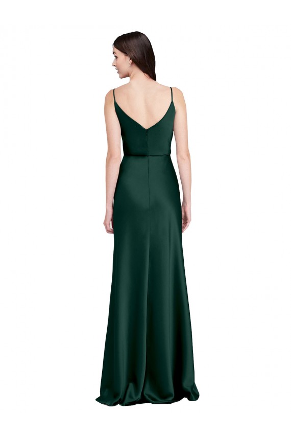 Vert Chasseur Fourreau Satiné Stretch Longue Formelles Robes demoiselle d'honneur / Robes de soirée / Robes de bal Pas Cher