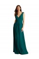 Vert Chasseur Trapèze Col V Mousseline Dentelle Longue Robes demoiselle d'honneur Pas Cher