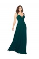 Vert Chasseur Trapèze Col V Mousseline Longue Robes demoiselle d'honneur Pas Cher