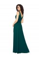 Vert Chasseur Trapèze Col V Mousseline Longue Robes demoiselle d'honneur Pas Cher