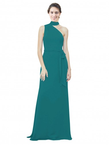 Vert Chasseur Trapèze Mousseline Longue Robes demoiselle d'honneur Pas Cher