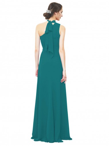 Vert Chasseur Trapèze Mousseline Longue Robes demoiselle d'honneur