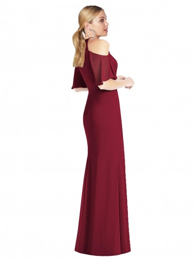 Vert Sauge Sirène Licou Mousseline Longue Robes demoiselle d'honneur