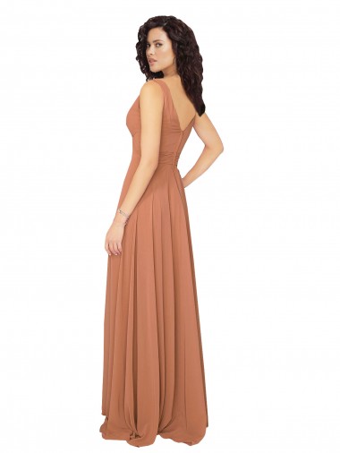 Vert Sauge Trapèze Col V Mousseline Longue Robes demoiselle d'honneur