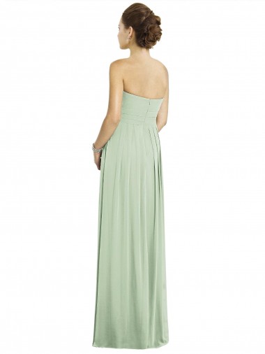 Vert Sauge Trapèze Mousseline Longue Robes demoiselle d'honneur