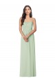 Vert Sauge Trompette Sans bretelle Mousseline Longue Robes demoiselle d'honneur Pas Cher