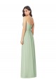 Vert Sauge Trompette Sans bretelle Mousseline Longue Robes demoiselle d'honneur Pas Cher