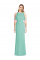 Vert de jade Sirène Col bijou Mousseline Longue Robes demoiselle d'honneur Pas Cher