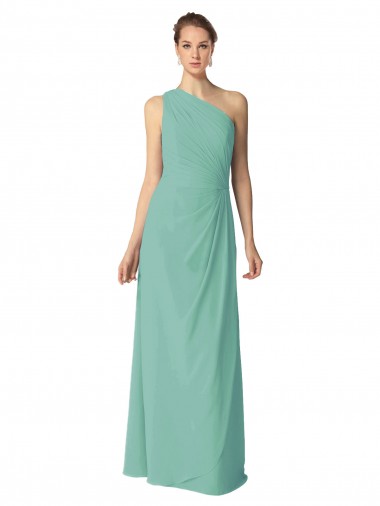 Vert de jade Trapèze Mousseline Longue Robes demoiselle d'honneur Pas Cher