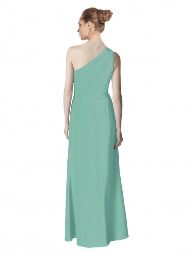 Vert de jade Trapèze Mousseline Longue Robes demoiselle d'honneur
