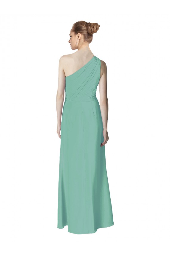 Vert de jade Trapèze Mousseline Longue Robes demoiselle d'honneur Pas Cher